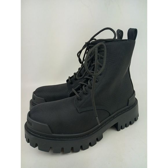 Balenciaga Women's Strike Nylon Combat Boots Black Size 35.5 - Picture 2 of 8
